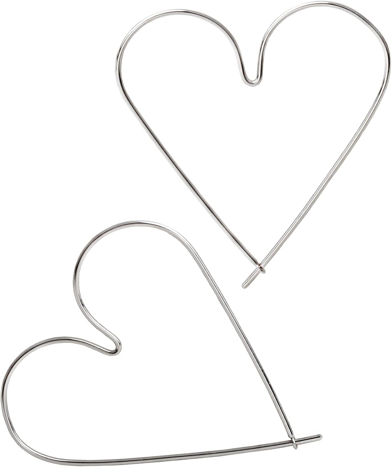 18 Gauge Sterling Silver Wire Large Heart Hoop Earrings for Women