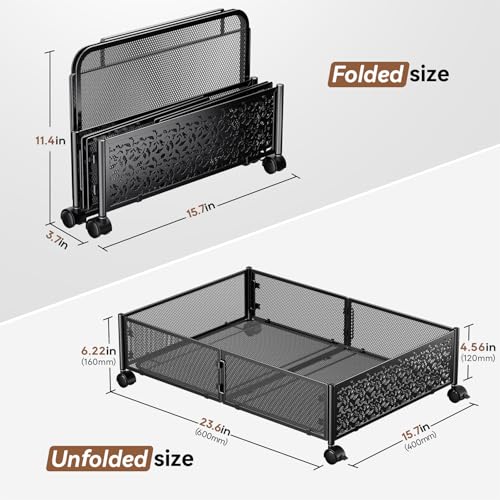 PHINOX Under Bed Storage Container with wheels,Patterned,Metal,2 Pack,Black by PHINOX - Used condition - Image 2