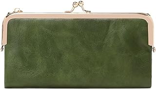 Cartera larga multifuncional de color sólido, monedero vintage con cremallera, tarjetero para mujer, Qb332-verde, 1 pieza