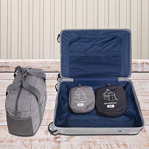 Travel Duffel Bag, 25L Airlines Foldable Travel Bag Carry on Duffle Tote Bag Sport Duffel Lightweight Weekender Overnight Bag for Men Women Water-proof (Grey)