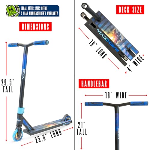 Image of Pro Stunt Trick Scooter for Kids Ages 5-12 - Lightweight Durable Freestyle Kick Scooter for Skatepark and Street - Easy Assembly - Madd Gear MG2