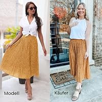 Parabler Damen Hohe Taille Röcke Retro Maxirock Polka Dot Rock Lang Herbst und Winter Elegant Faltenrock mit Tasche Gelb S – Ansicht 5