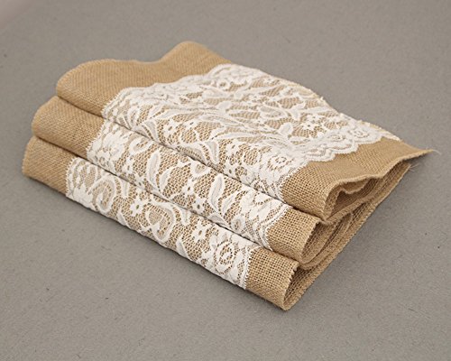 Venkaite Chemin de Table Burlap Table Runner Nappes Dentelle pour Décoration de Mariage Partie Banquet Fête 30 * 108CM Cover