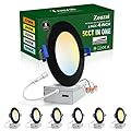zouzai 4 Inch Black 5CCT Reset Ultra-Thin LED Recessed Ceiling Light with Junction Box, 2700K/3000K/3500K/4000K/5000K Selectable, 9W, Dimmable-ETL and Energy Star Certified?6 Pack ?