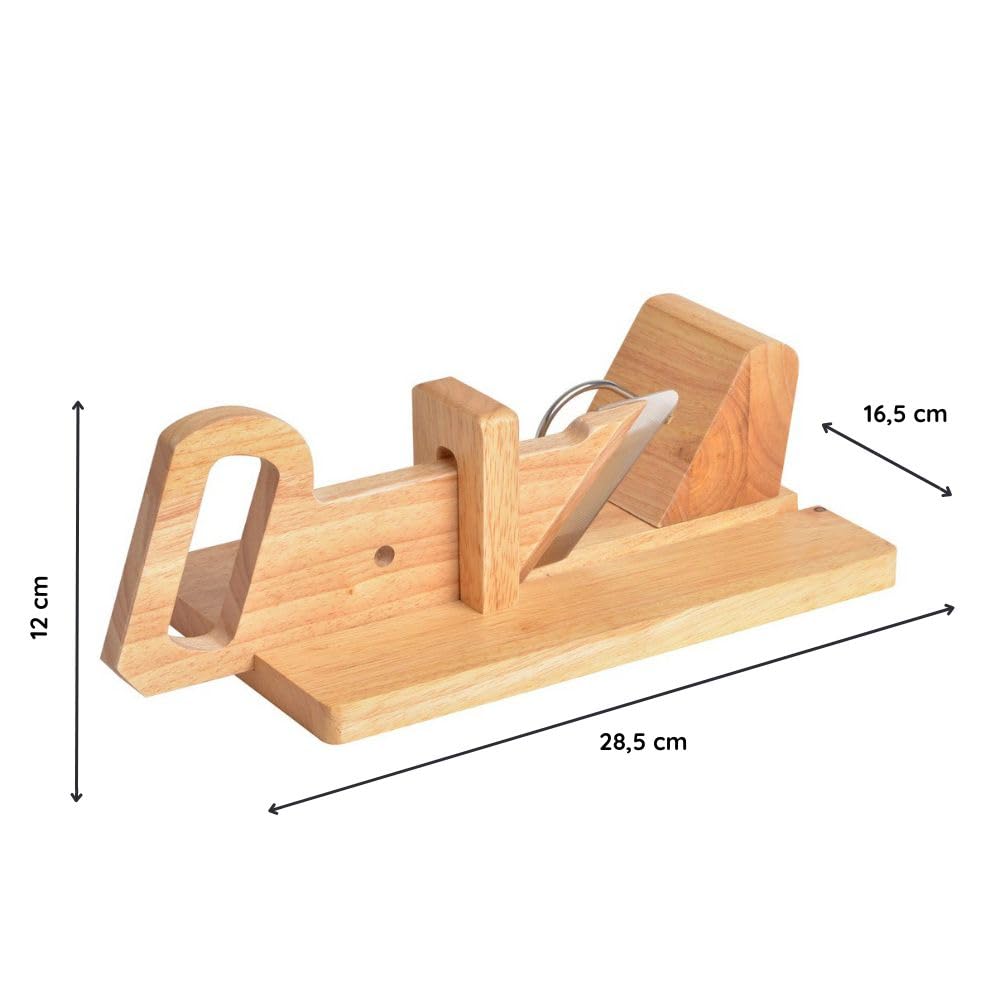 CÉCOA Trancheuse à Saucisson Bois de Hêtre Lame Inoxydable 28 x 16 x 12 cm