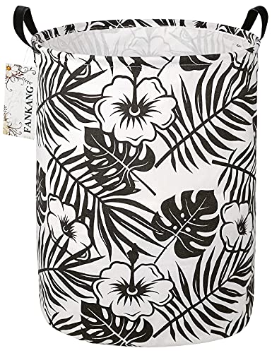 FANKANG Laundry Hamper Storage Bins Nursery Hamper Canvas Foldable with Waterproof PE Coating Large Storage Baskets for Kids Toys Room, Nursery, Home,Gift Basket, Office, Bedroom(Black Banana Leaf)