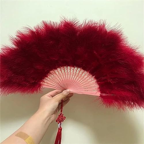 LIPOMA Handwerkventilator, Federventilator, Feder- Faltfächer, Tanz- Handfächer, Kunst, Geschenk, Hochzeit, Party- Dekoration (Farbe: SKU- 2)