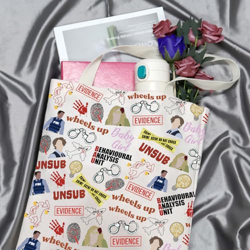 TV Show Inspired Gift TV Show Merchandise Zipper Pouch Spencer Lover Gift Crime Show Makeup Bag for Crime Fans(Crime TV Pattern Tote)3