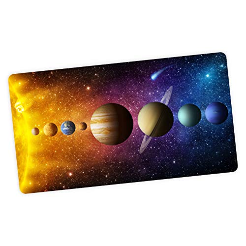 stabile XXL Vinyl Schreibtischunterlage Sonnensystem Bastelmatte Kinder Platzset abwaschbar - BPA frei - reißfest farbecht - Geschenk Schuleintritt Schulanfang Einschulung oder für Kita