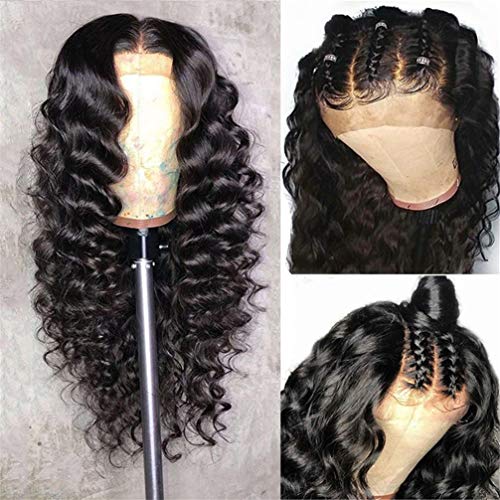 Perruque vague profonde lâche cheveux brésiliens remy avec frontale 13X4