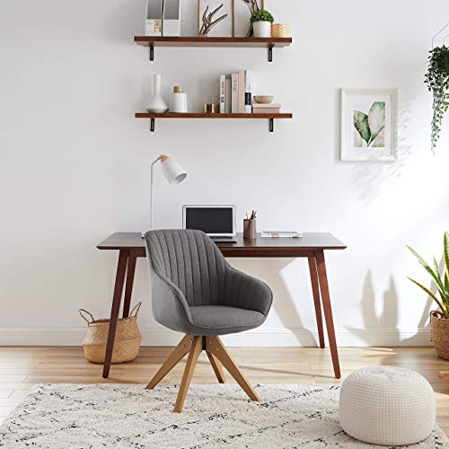 Art Leon Mid-Century Modern Swivel Accent Chair With Beech Wood Legs, Grey Upholstered Cute Desk Chair Without Wheels For Home Office Living Room Bedroom #TOP5
