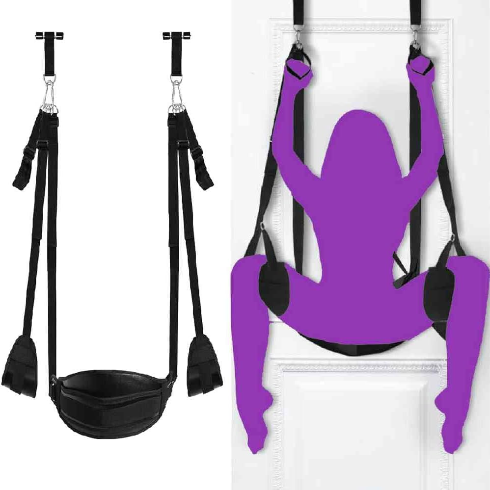 Pure Romance Toys Door Swing Frequent Flyer Door Mounted Position Support Over The Door Swing for Adults Couples Accessories for Bedroom Sex Furniture Slingshot Swing for Adults Doorway Sweatshirt