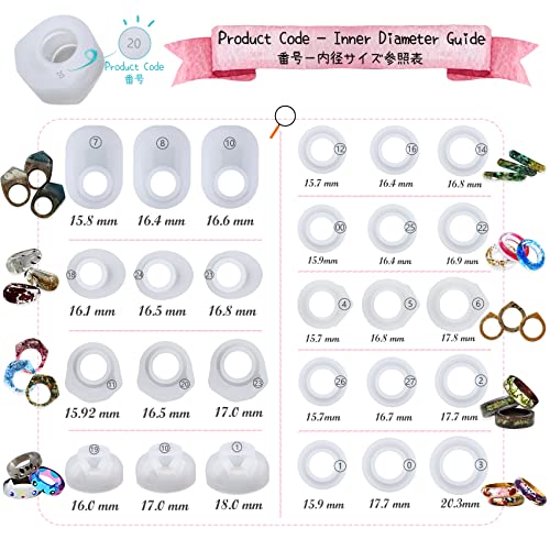 Funshowcase Resin Ring Silicone Mold For Liquid Clay Crafting, Resin Epoxy, Jewelry Making 24-Count #TOP4