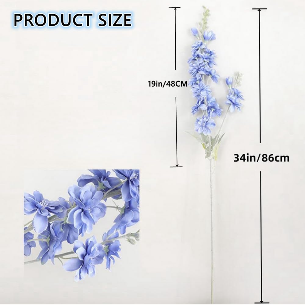 INSUNSIX 6 fiori artificiali delphinium blu, 83,8 cm, fiori di seta per vasi alti a stelo lungo, fiori finti blu per centrotavola per matrimoni, fiori finti per la decorazione della casa e