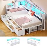 MSmask Twin Corner Bed with Bookcase