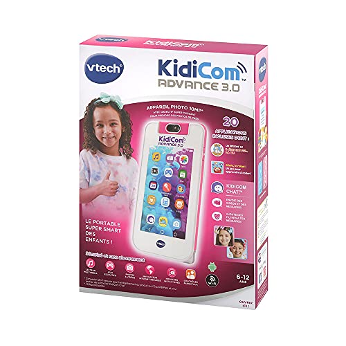 VTech 541155 KidiCom Advance 3.0, Portable Enfant sans Forfait Sécurisé - 6/12 Ans - Version FR, Rose
