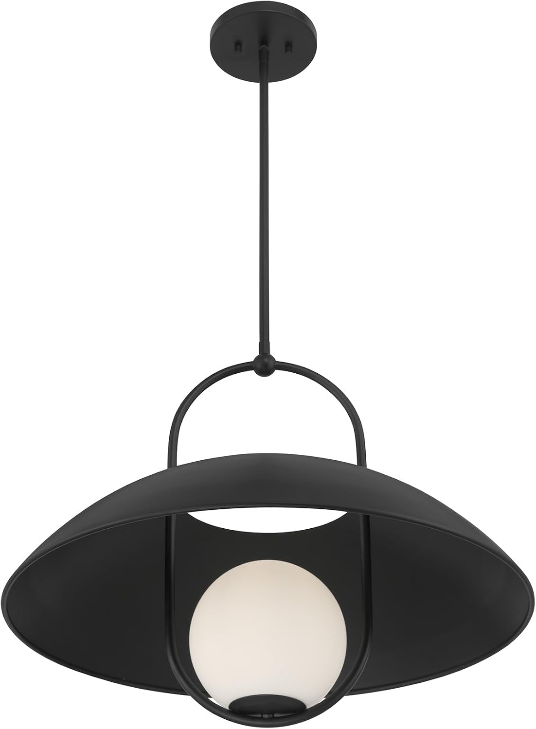 Savoy House 7-3070-1-89 Lehigh Modern White Opal Glass/Metal Pendant, 1-Light 60 Watt, 18" H x 22" W, Matte Black