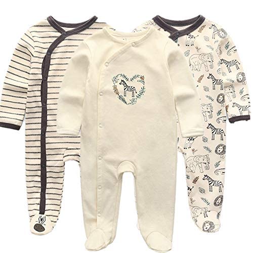 Image of Kiddiezoom Baby Footed Cotton One-Piece Romper Jumpsuit