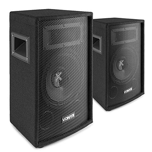 VONYX SL8 Pair of 8 Inch Passive DJ PA Speakers - 400W Peak 2-Way Bass Reflex Loudspeaker System Ideal for DJ Booths Karaoke Events Home Parties Disco and On-Stage Performances