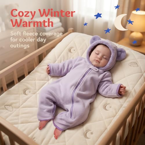 Image of baby deedee Bunting Fleece - Hooded Bear Ears Diaper Zip