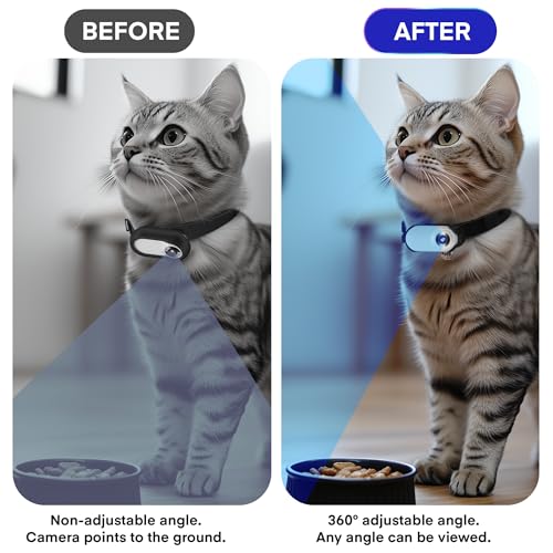128GB Cat Camera Collar,1080P Collar Camera Mini Body for Pets, Action Recorder for Cats and Dogs,Dog Cam Collar Outdoor/Indoor,Birthday Gift for Pets Upgrade White