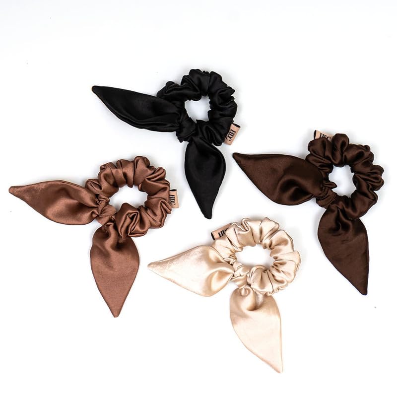 Hair Drama Co. Satin Silk Hair Bow Scrunchies For Women | Ribbon Bow Scrucnhies with Tail Set of 4 | Rubber Band Scrunchie for Women & Girls Hair Drama Co. Satin Silk Hair Bow Scrunchies For Women | Ribbon Bow Scrucnhies with Tail Set of 4 | Rubber Band Scrunchie for Women & Girls