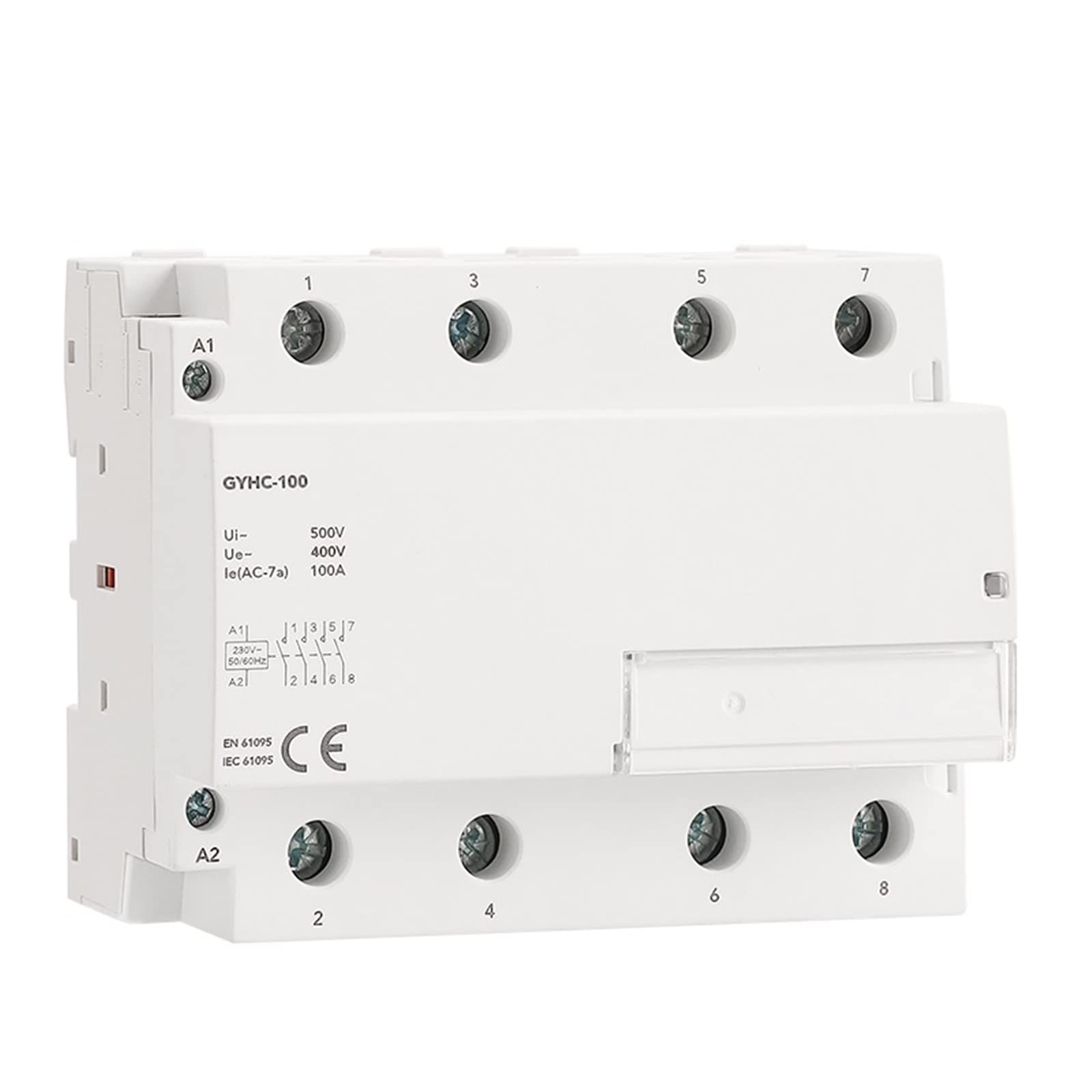 4 polos 100A AC 220V 230V 50/60Hz Din Rail hogar AC Modular contactor interruptor controlador hogar Hotel uso 1 Uds (Color : 4p 100a 2no2nc 230ac)
