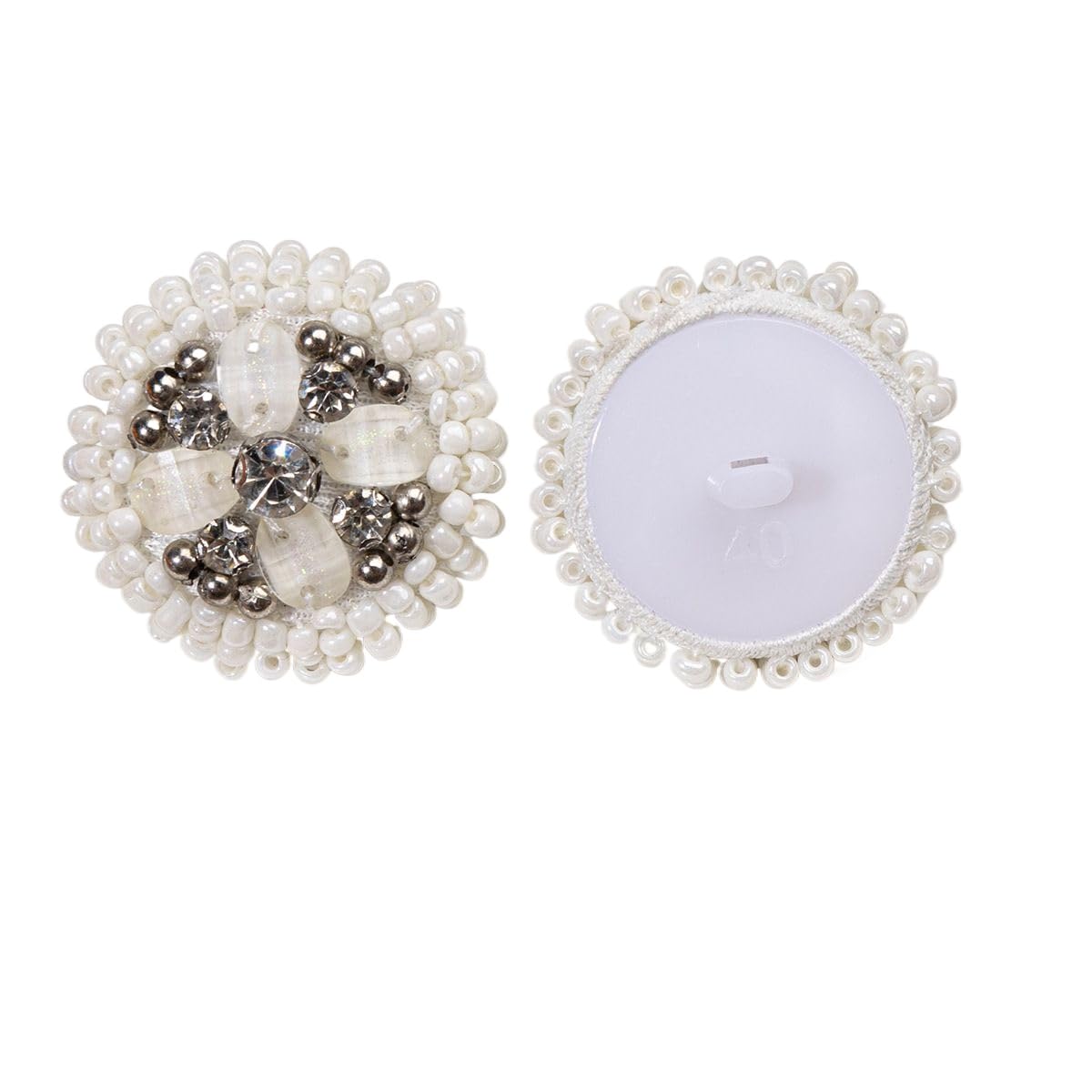 ROMDANTY Vintage Beaded Buttons Set, Large Embellished Pearl Decorative Sewing Buttons for Coats, Dresses, Sweaters, Cardigans, and Craft Projects
