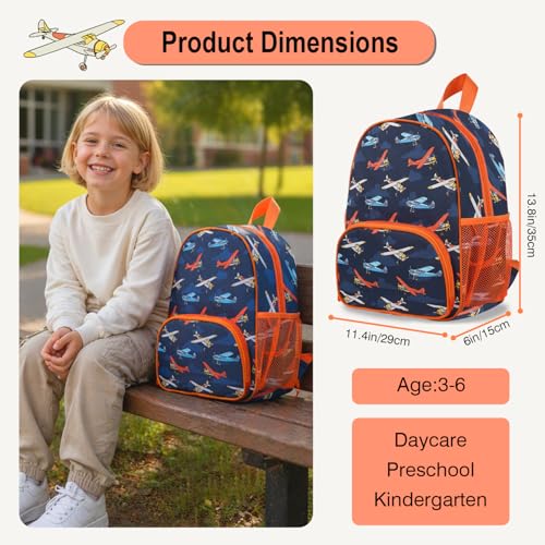 Image of Toddler Boys Girls Preschool Backpack,Travel Bag for Kindergarten, Airplane School Bag for Kids 3-6
