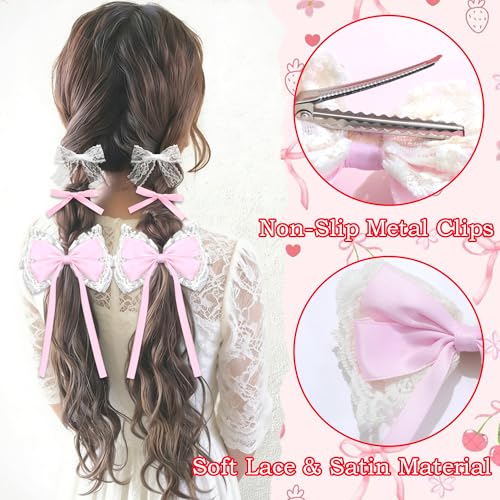 10 pinzas de lazo rosa para cabello miniatura 5