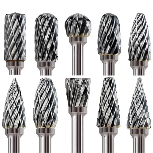 Fresas Para Metal Juego de fresas carburo 10 piezas, cabezal corte fresado Lima rotativa doble acero tungsteno aleación dura(10PCS Double Cut)