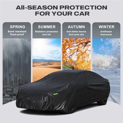 Image of Kaugung Car Cover Custom Fit for Volkswagen Eos (2006-2015), 7 Layers Waterproof All Weather for Automobiles Full Exterior Cover Rain Sun Snow Protector with Door Zipper. Black