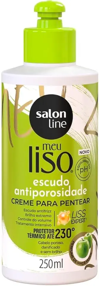 Salon Line, Creme para Pentear, Meu Liso, Escudo Antiporosidade, Vegano - Para Cabelos Lisos, 250ml