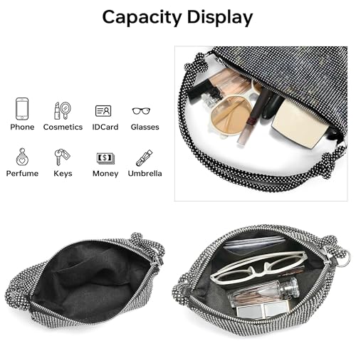 Image of GEMIU Evening Bag Sparkle Purses for Women, Rhinestone Clutch Purse for Women Dressy Sequin Purse