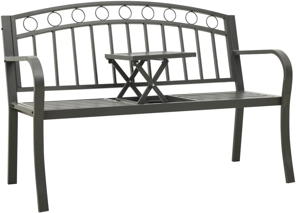 Patio Bench,Garden Benches for Outdoors,Home Furniture,Entryway Bench,Balcony Furniture, for Patio,Park,Lawn,Yard, 49.2" Steel Gray