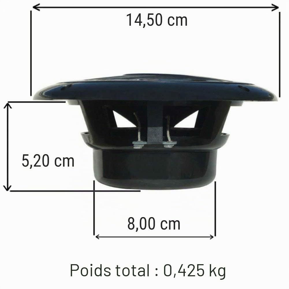 2 BASS FACE SPL5.2B Haut-parleurs Noirs à Double cône de 125 Watts rms et 250 Watts Max par Paire 14,50 cm 145 mm 5,25" étanche Piscine Bateau pub hôtel, par Paire