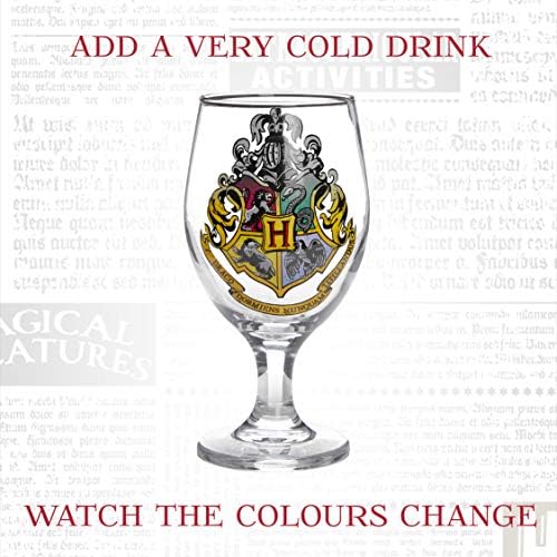 Paladone Harry Potter Hogwarts Crest Colour Change Tumbler Drinking Glass, Multicolor, 9 x 9 x 17 cm