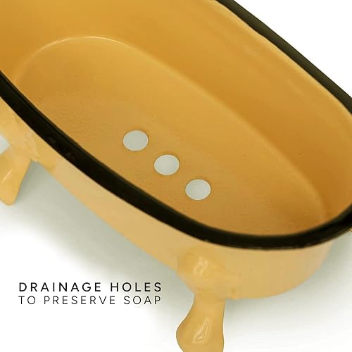 Miniatura 4 de Jabonera de metal con patas de garra de 5.5 pulgadas de esmalte rústico, mini decoración de bañera con patas de garra, colección de jabones (limón