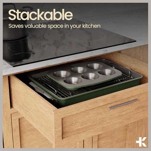 image for BAKKENMASTER Bakken 8-Piece Ceramic Coated Bakeware Sets, Nonstick Alu