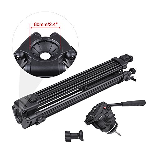 yongluo VT-2500 Tripé de filmadora com câmera de 152 cm / 5 pés com cabeça de amortecimento de fluid