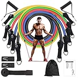 Resistance Bands Fitnessbänder Set, 150lbs, Widerstandsbänder mit Großem Griff, aus Naturlatex, Fitnessband 5 Verschiedene Stärken, Gummiband Fitness Geräte für Home Gym Outdoor Sport Krafttraining