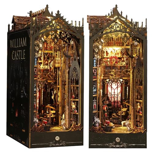 Tucraew Book Nook Kit, DIY Miniature House Kit for Adults, Teens and Beginners, Dollhouse Booknook Tiny House Bookshelf Decor 3D Wooden Puzzle with LED Light, Gifts for Family, Friends