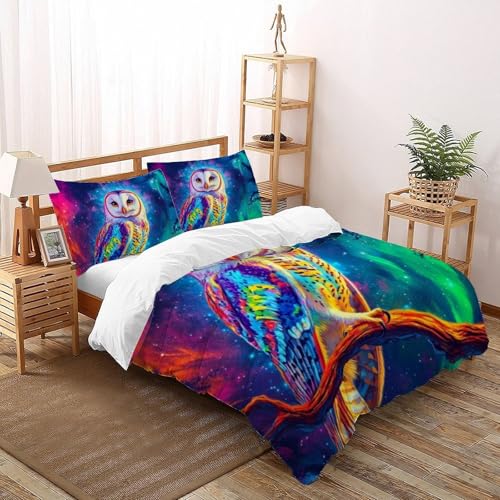 Housse de couette chouette 260x220cm en microfibre douce sans repassage