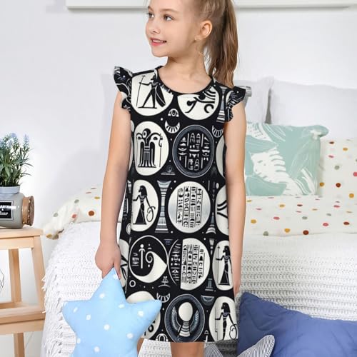 Augenstern Flutter Sleeve Nightgown Pajama Gown Hieroglyphics-All-See-Eye-Egyptian Easy Pull-On Sleepwear Nightdress4
