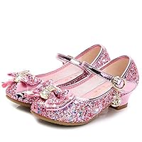 Chaussures De Princesse Pailletées Pour Fille - Talon Bas Peeptoe - EU 26-38