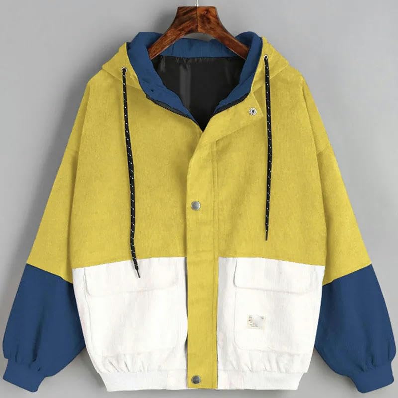 Chaqueta con capucha de pana de retazos para hombre combate frío con estilo 2