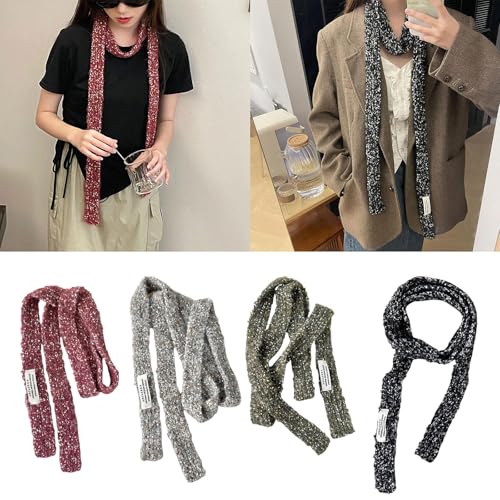 Long Scarf, Knit Scarf for Women, Long Skinny Belt, Necktie Neck Scarf, Girls Photo Props, Long Neckerchief, Skinny Scarf Necktie2