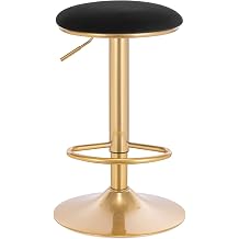 Bar Stools, Adjustable Height Rotating Dining Chair, Counter Height, Flannel Round Chrome-Plated Metal Base and Footstool, Used for Counters, Offices, Kitchen Islands, Sitting Height 61-82 Cm