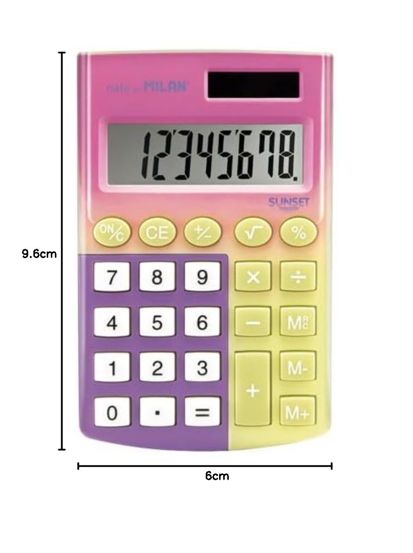 Milan® Caja calculadora Pocket 8 dígitos Sunset, Amarillo-Rosa