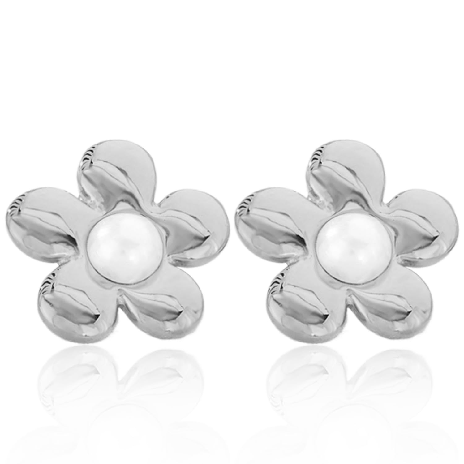 Aksod Flower Earrings Gold Stainless Steels Floral Earrings Studs Trendy Metallic Petals Earrings for Women